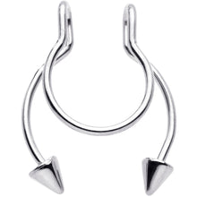 Load image into Gallery viewer, Horseshoe Cone Barbell Fake Nose Ring Nipple and Clip on Earring
