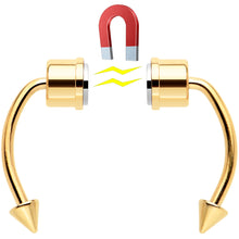 Load image into Gallery viewer, Gold Tone PVD Magnetic Septum Ring Horseshoe Non-Pierced Fake Nose Ring Set
