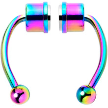 Load image into Gallery viewer, Rainbow PVD Magnetic Septum Ring Horseshoe Non-Pierced Fake Nose Ring Set