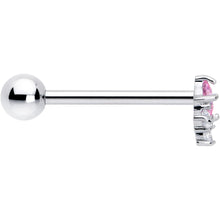 Load image into Gallery viewer, Pink Clear CZ Gem Rhombus Riot Barbell Tongue Ring
