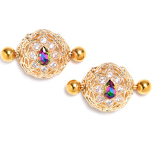 Load image into Gallery viewer, 14G 9/16 Vitrail Gem Gold Tone Blossom Bloom Nipple Shield Set