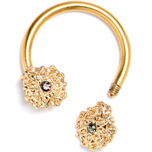 Load image into Gallery viewer, 16G 3/8 Vitrail Gem Gold Tone Blossom Bloom Circular Barbell
