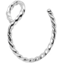 Load image into Gallery viewer, Silver Tone Twisted Stainless Steel Clip on Hoop Fake Nose Ring