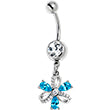 Load image into Gallery viewer, Clear Blue CZ Gem Bling Flower Glam Dangle Belly Ring