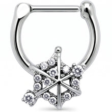 Load image into Gallery viewer, 16G 5/16 Clear Gem Spiderweb Goth Cartilage Clicker