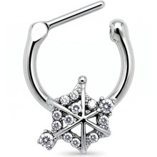 Load image into Gallery viewer, 16G 5/16 Clear Gem Spiderweb Goth Cartilage Clicker