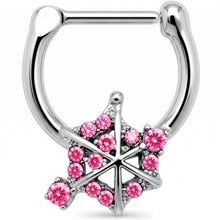Load image into Gallery viewer, 16G 5/16 Pink Gem Spiderweb Goth Cartilage Clicker