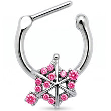 Load image into Gallery viewer, 16G 5/16 Pink Gem Spiderweb Goth Cartilage Clicker