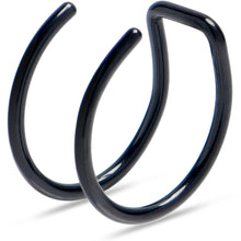Load image into Gallery viewer, Black Stainless Steel Clip on Double Hoop Fake Cartilage Earring Ear Cuff