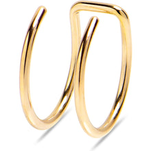 Load image into Gallery viewer, Gold Stainless Steel Clip on Double Hoop Fake Cartilage Earring Ear Cuff
