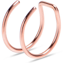 Load image into Gallery viewer, Rose Gold Stainless Steel Clip on Double Hoop Fake Cartilage Earring Ear Cuff