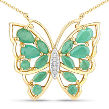 Load image into Gallery viewer, 2.60 Carat Genuine Emerald and White Zircon .925 Sterling Silver Necklace