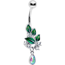 Load image into Gallery viewer, Aurora CZ Gem Morning Leaves Dangle Belly Ring