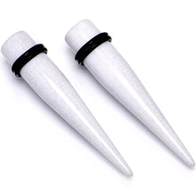 Load image into Gallery viewer, White Shimmer Acrylic Straight Taper Set 6mm to 20mm Sizes