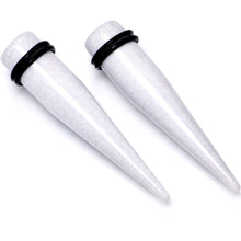 Load image into Gallery viewer, White Shimmer Acrylic Straight Taper Set 6mm to 20mm Sizes