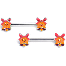 Load image into Gallery viewer, 14G 9/16 Holiday Bell Bling Barbell Nipple Ring Set