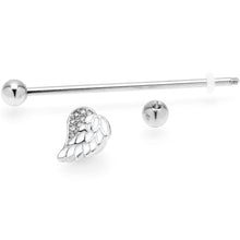 Load image into Gallery viewer, 14G White Heavenly Heart Angel Wings Industrial Barbell 38mm