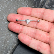 Load image into Gallery viewer, 14G White Heavenly Heart Angel Wings Industrial Barbell 38mm