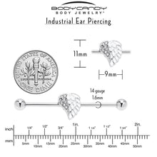 Load image into Gallery viewer, 14G White Heavenly Heart Angel Wings Industrial Barbell 38mm