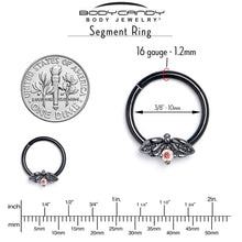 Load image into Gallery viewer, 16G 3/8 Aurora Gem Black Beauty Bug Hinged Segment Ring