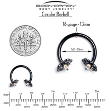 Load image into Gallery viewer, 16G 3/8 Aurora Gem Black Beauty Bug Horseshoe Circular Barbell
