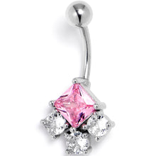 Load image into Gallery viewer, Clear Pink CZ Gem Rhombus Riot Belly Ring