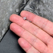 Load image into Gallery viewer, 16G 5/15 Clear Pink CZ Gem Rhombus Riot Curved Eyebrow Ring