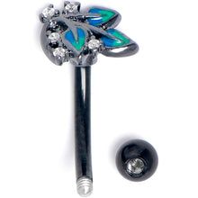 Load image into Gallery viewer, 16G 5/16 Clear CZ Gem Black Lush Leaves Curved Eyebrow Ring