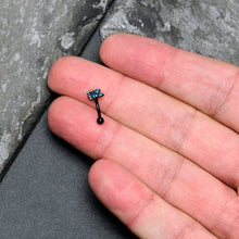Load image into Gallery viewer, 16G 5/16 Clear CZ Gem Black Lush Leaves Curved Eyebrow Ring
