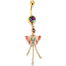 Load image into Gallery viewer, Vitrail Gem Gold Tone Sunrise Butterfly Dangle Belly Ring