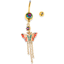 Load image into Gallery viewer, Vitrail Gem Gold Tone Sunrise Butterfly Dangle Belly Ring