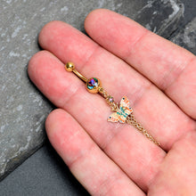 Load image into Gallery viewer, Vitrail Gem Gold Tone Sunrise Butterfly Dangle Belly Ring