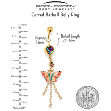 Load image into Gallery viewer, Vitrail Gem Gold Tone Sunrise Butterfly Dangle Belly Ring