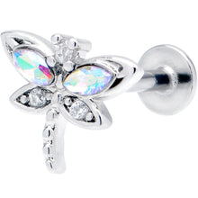 Load image into Gallery viewer, 16G 5/16 Aurora CZ Gem Understated Dragonfly Labret Monroe Tragus