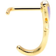 Load image into Gallery viewer, 20G 7mm Gold Tone Purple Tulip Flower Faux Hoop L Shape Nose Ring