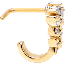 Load image into Gallery viewer, 20G 7mm Clear Gem Gold Tone Flower Duo Faux Hoop L Shape Nose Ring