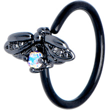Load image into Gallery viewer, 20G 5/16 Aurora Gem Black Beauty Bug Nose Hoop