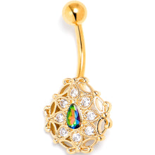 Load image into Gallery viewer, Vitrail Clear Gem Gold Tone Blossom Bloom Belly Ring