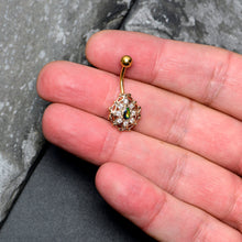 Load image into Gallery viewer, Vitrail Clear Gem Gold Tone Blossom Bloom Belly Ring
