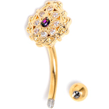 Load image into Gallery viewer, 16G 5/16 Vitrail Gem Gold Tone Blossom Bloom Curved Eyebrow Ring
