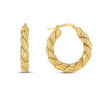 Load image into Gallery viewer, 14k Yellow Gold Rope Hoop Earrings