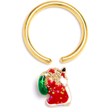 Load image into Gallery viewer, 16G 3/8 Gold Tone Glitter Santa Red Christmas BCR Captive Ring