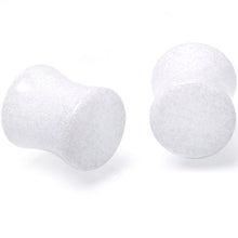 Load image into Gallery viewer, White Shimmer Acrylic Double Flare Plug Set 6mm to 20mm Sizes