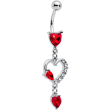 Load image into Gallery viewer, Clear Red CZ Gem Devilish Heart Dangle Belly Ring