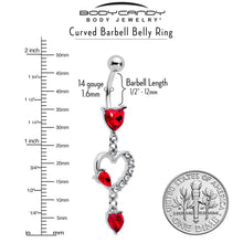 Load image into Gallery viewer, Clear Red CZ Gem Devilish Heart Dangle Belly Ring