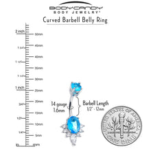 Load image into Gallery viewer, Blue Clear Gem Oh So Ornate Oval Double Mount Belly Ring