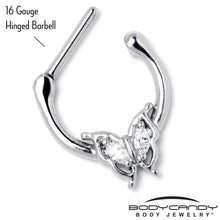 Load image into Gallery viewer, 16G 5/16 Clear Gem Fancy Fab Butterfly Cartilage Clicker
