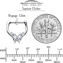 Load image into Gallery viewer, 16G 5/16 Clear Gem Fancy Fab Butterfly Cartilage Clicker