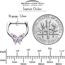Load image into Gallery viewer, 16G 5/16 Pink Gem Fancy Fab Butterfly Cartilage Clicker