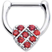 Load image into Gallery viewer, 16G 1/4 Red CZ Gem Lattice Heart Cartilage Clicker